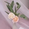 Flores decorativas artificial rosa blush rosa rosas real toque espuma em massa com haste para buquês de casamento peças centrais