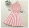 Girl's Dresses 2023 New Youth Spring Summer Childrens and Girls Folding Dress Formal Princess Childrens Stand Maid Dress 4 5 6 7 8 10 11 13 Years Old 24323