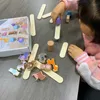 Apilamiento de juguetes de anidación de la clasificación Montessori Wooden Balance para niños Educación Memoria de la forma del dinosaurio Juegos de apilamiento para preescolar 24323