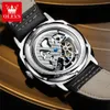 OLEVS 6685 Casual Tourbillon Fashion läderbälte Fashion Classic Watches For Men Automatic Mechanical 12 Hours Luxury Designer Write Watch