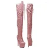 Dance Shoes Fashion Women 17CM/7inches PU Upper Plating Platform Sexy High Heels Thigh Boots Pole 120