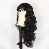 Peruker långa lockiga vågiga syntetiska peruk naturliga färg peruker för balck kvinnor lösa våg hår lyslösa värmebeständigt för daglig festanvändning