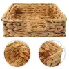 Baskets Water Hyacinth Storage Basket Desk Tray Rectangular Wicker Baskets Grass Bedroom Organizer