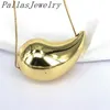 10Pcs Vintage 18K Gold Plated Snake Chain Hollow Water Drop Charm Necklace Fashion Glossy Thick Teardrop Pendant Necklaces 240311