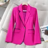 Ternos femininos de alta qualidade senhoras inverno branco vermelho jaqueta mulheres preto marrom manga longa único botão feminino casaco casual com bolso blazer