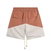 Herr shorts designer märke rhude lapptäcke färg kontrast bokstav tryckt capris rak rep hög gata casual sommar lös rak rör män och kvinnor