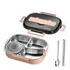 304 Stainless Steel Lunch Box Bento For Kids office Soup bowl with spoon and chopsticks Container Food Storage 240312