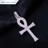 Tianyu Jewelry Hip Hop 개인화 된 맞춤 이름 새겨진 Mossanite Cross Moissanite 14k Solid Gold Ankh 목걸이