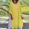 Casual Dresses Dress Women's Fashionable Round Neck Long Sleeve Mock Two Piece Asymmetric Slit Color Womens Above Knee