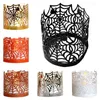 Ljushållare 67JE 50st Halloween Web Paper Cut Hollow Flameless Tea Light Lam