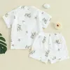 Ensembles de vêtements enfants filles garçons pyjamas tenues motif de fleurs chemises à manches courtes taille élastique Shorts vêtements de nuit d'été costume