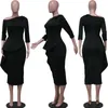 Casual Dresses WUHE Off Shoulder Elegant Work To Wear Pencil Dress Women Sexy Party Club Ruffles Peplum Office Lady Business Bodycon Midi