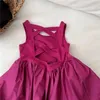 Flickans klänningar barnkläder Girl Tank Top Dress Daily Fashion Solid Color Sleeveless A-Line Casual rygglös veck Sweet Elegant Collarless 24323