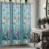 Rideaux de douche Rideau de jardin Coloré Papillon Floral pour salle de bain Design moderne Plante Tissu Bain avec crochets