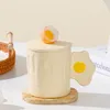 Mugs Ceramic Water Cup Ins Egg Shaped Mug With Lid Spoon Niche Design Cute Female Couple Breakfast