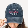 Ball Caps Biker Hair Don't Care Distressed Washed Blue Baseball Cap Vintage Adjustable Cotton Retirement Gift For Women