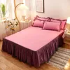 Spódnica łóżka 3PCS Koronki Elastyczne dopasowane podwójne łóżko z poduszkami Mattress Cover Bedding Zestaw King Size Sołysko