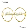 Hoop Huggie Hie Doremi 304 Stainless Steel Letter Earrings Round Custom Name Hoops M Cuban Female Nameplate Antiallergy 25100Mm 230710 Dhvgm