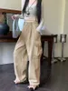 Kvinnors byxor hög midja khaki casual rak last amerikansk gata unisex stil hip-hop kvinnliga löst breda benbyxor 4xl