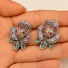 Dangle Earrings GGジュエリーファッションCubicZirconiaCZ Pave Flower Stud for Lady Gift