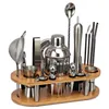 Bar Tools 23-Piece Cocktail Shaker Set Perfect Gift Bartender Kit With Oval Bamboo Stand Detachable Home Bar Tools Stainless Steel 240322