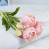 Flores decorativas 5 pçs silicone papagaio tulipa buquê de flores artificiais luxo casa sala estar deco flores planta falsa