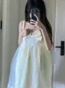 Casual Dresses 2024 Summer One Piece Dress Korean Fashion Kawaill ärmlös Mini Rem Lace French Sweet Short Party