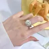 Anéis de cluster S925 Sterling Silver Sapphire 10ct Gemstone Sintético com Diamantes de Alto Carbono Vintage Jóias de Casamento Mulheres