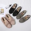 Casual Shoes Moccasins Women Korean Bow Sewing Round Toe Folding Ballet Flats Comfortable With Plush Warm Soft Bottom Anti-skid Loafers