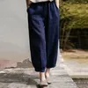 Calças femininas algodão e linho lanterna verão solto leggings casual para mulheres magro cor sólida simples calças artísticas