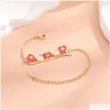 Chain 14K Gold Plated Charm Cuff Adjustable Heart Bracelets Fashion Kids Models Super Flash Jewelry For Women Girls 230710 Drop Delive Dhudm