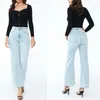 Damenjeans 2024 Frühling Oblique Tailor Design Hellblaue Denimhose Damen High-Waisted Classic Wide Leg Straight