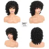 Parrucche Parrucca corta bionda con frangia 12 "Capelli sintetici Parrucca riccia afro crespa per donne nere Parrucca riccia cosplay senza colla femminile