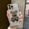 Designer Designers iPhone-fodral för 14 Pro Max Lens Full Package 12 Telefonfodral Transparent Electropated Cute Bear Anti-Drop Protective Case G238112CFREQ
