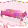 Toalha de mesa fácil de limpar, conjunto de folhas coloridas para festas, eventos, lasers descartáveis brilhantes, retângulo, aniversários