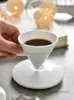 INS LIGHT Luxury Bone China Cone Type Espresso S Cup Ceramic Pyramid Small Black Coffee Mug and Saucer Set Demitasse Teacup 240322