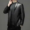 Men's Suits HOO 2024 Casual Pu Leather Blazer Youth Fashion Motorcycle