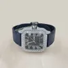 Lyxanpassad isad VVS 1 / VS1 GRA -certifierad svar Studdad Moissanite Diamond Bezel / Band Watch med läder