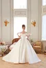 Chic off Off Princess Ball suknie ślubne Suknie ślubne Proste eleganckie satynowe tylne guziki Bride Suknie Recepcja Sweet Train Women Bridal Sukienki de Mariee Cl3408