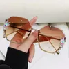 Sunglasses Women Frameless Rhinestone Diamond Inlaid Decoration Sun Glasses Fashion Square Eyewear UV400 Gafas De Sol