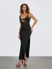 Casual Jurken Dames S Sexy Uitsparing Kant Lange Jurk Zomer Backless Slip Club Hoge Split Bodycon Strakke Maxi