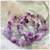 Chain Reiki Healing Jewelry Purple Crystal Quartz Strecth Bracelets Birthstone Mineral Pearl Charm Natural Amethysts 230710 Drop Deliv Dh8Kt