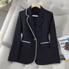 Ternos femininos de alta qualidade senhoras inverno branco vermelho jaqueta mulheres preto marrom manga longa único botão feminino casaco casual com bolso blazer