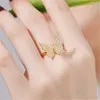 Vimtage Diamond Gold Butterfly Designer Rings for Women Party 925 Sterling Silver Ring Woman Luxury SMycken Kvinnor Dagliga outfit Travel Dating Presentlåda Storlek 6-9