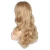 Wigs QQXCAIW Long Wavy Natural Mixed Blonde Wig Women Party Lady Heat Resistant Synthetic Hair Wigs