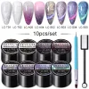 Kits LILYCUTE 10 PÇS/SET Luminosa Térmica Gato Magnético Gel Unha Polonês Conjunto Reflexivo Glitter Semi Permanente UV Gel Nail Art Polonês