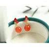 Stud Earrings Butterfly Natural South Red Agate Female Sterling Silver Chinese Style Vintage