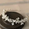 Hair Clips Wedding Accessories Porcelain Flower Headband Hairband For Bride Women Silver Color Headpiece Crown Headwear Bridal Jewelry