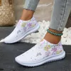 Casual Shoes Women's Soft Printed Flats 2024 Breattable Knitting Platform Sneakers Women Chinese Style Flowers Plus Size 43