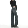 Jeans da donna grigio cemento gamba larga femminile 2024 versione coreana primavera e autunno vita alta pantaloni larghi larghi a forma di pera dritti
